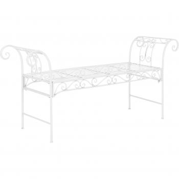 Banc de jardin en métal blanc 70 x 147 x 46 cm design vintage