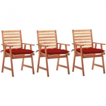 Prolenta Premium Happyshopping Sedie da Pranzo Esterni Rood con Cuscini 3p