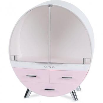 Circular Large Capacity Dust-proof Transparent Double Door Cosmetic Storage Case
