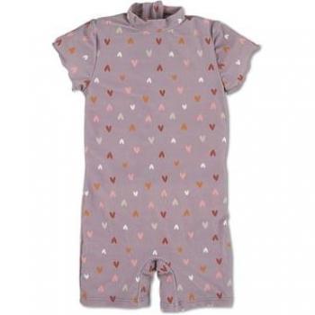 Costume da bagno UV Sterntaler a maniche corte con cuore lilla