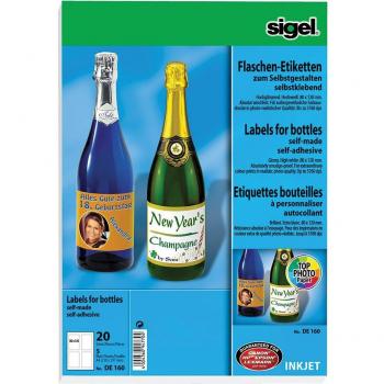 Étiquettes jet d'encre pour bouteilles 80 x 120 mm 85 g blanc brillant Sigel