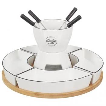 Coffret Fondue Chic avec Support en Bambou