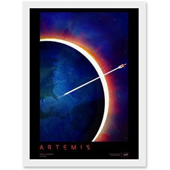 White Artery8 NASA Artemis Moon Mission Lunar Destination Poster – A4 Frame
