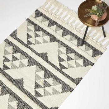 Tapis Kota en laine noir et blanc 120 x 170 cm
