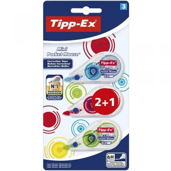 Tipp-ex mini pocket mouse fashion 2+1 pack de 3 cintas correctoras 5mm x 6m
