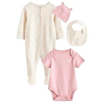 Next Pink Mädchen‑Baby‑Kombi 4‑teilig – Schlafanzug, Body, Beanie & Bib (0‑9 Monate)