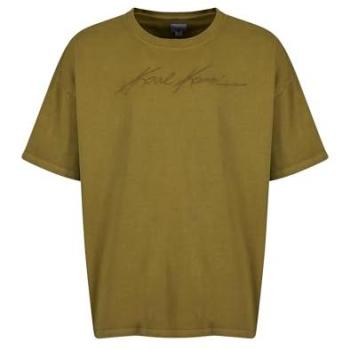 Karl Kani Autograph Olive Heavy Boxy Short Sleeve T‑Shirt – Size S