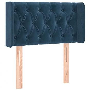 Cabecero de terciopelo azul oscuro con iluminación LED 83x16x78/88 cm