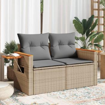 VidaXL Dekokissen für Gartensofa 2-Sitzer Beige Poly Rattan