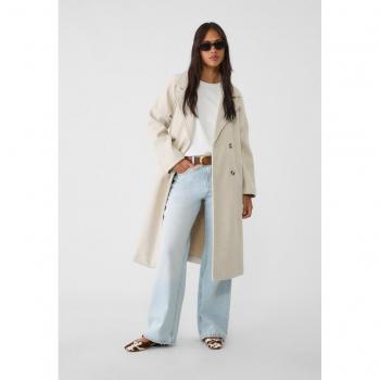 Langer, weicher Trenchcoat in Ecru – Stradivarius L