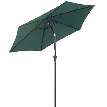 Outsunny Dunkelgrüner Knickschirm mit Handkurbel, Ø2,6 m, Aluminiumrahmen, 180g/m² Polyester
