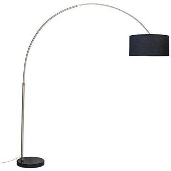 QAZQA 50 cm Steel Arc Lamp – Matte Black Fabric Shade, XXL Size