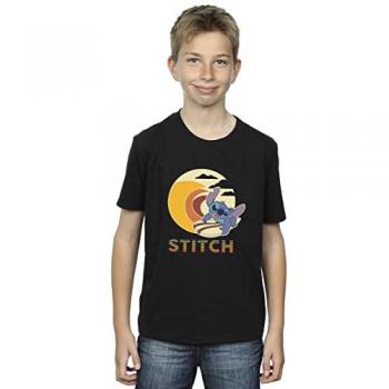 Disney Boys Lilo & Stitch Summer Waves T-Shirt (Black) Cotton