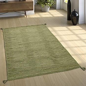 Tappeto Moderno Lavorato a Mano in Cotone Verde 60x110 cm