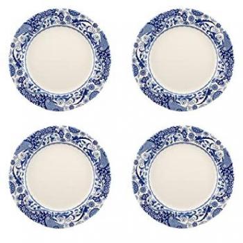 Spode Brocato Set of 4 27cm Dinner Plates, Blue & White