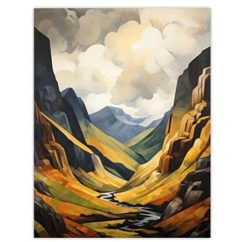 Glencoe Gorge Dawn’s Embrace – XL Oil Canvas, National Park Reserve, Unframed Wall Decor