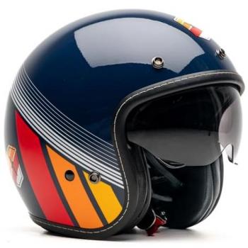 Casque Moto Jet Homologué – Design premium, Marine Éclatant