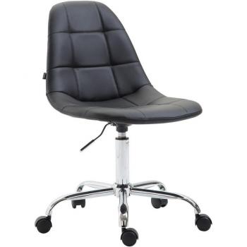 Décoshop26 Tabo10113 – Tabouret de bureau sur roulettes, hauteur réglable, synthétique noir