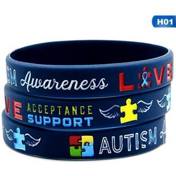 Bracelet bleu en silicone pour la sensibilisation à l'autisme