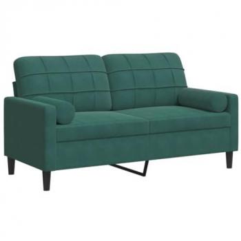 Sofá de 2 plazas con cojines terciopelo verde oscuro 140 cm Vidaxl Verde