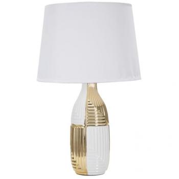 Lampada da Tavolo Glam Line in Ceramica Bianca e Dorata Ø 33x54 cm