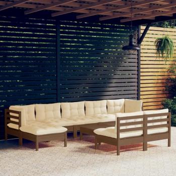 Garnitura da Giardino 10 pz con Cuscini Miele in Legno di Pino