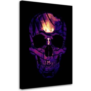 Pintura de Esqueleto Púrpura y Incendio 40x60