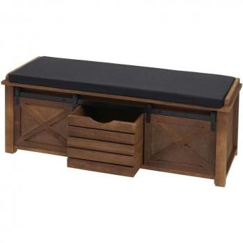 Panchina Industrial Design HHG 596 con Portaoggetti in Acciaio e Legno
