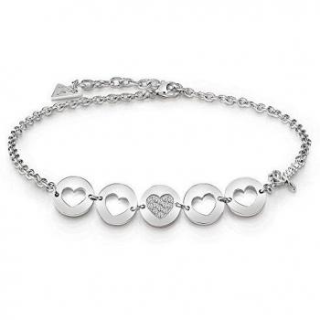 Choker de Acero Plateado Guess UBN85022 con Corazón de Circonitas