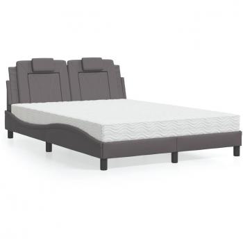 VidaXL Bett 140x200 cm mit Matratze aus Kunstleder