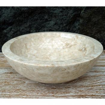 GURU SHOP Naturstein Handwaschbecken, Rundes Marmor Aufsatz-Waschbecken
