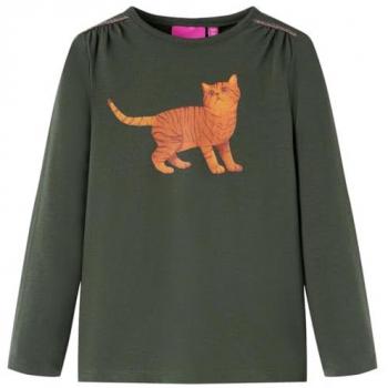 Camiseta de manga larga para niños con estampado de gato
