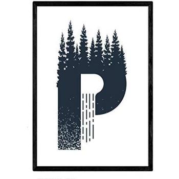 Letra P Bosque y Montañas