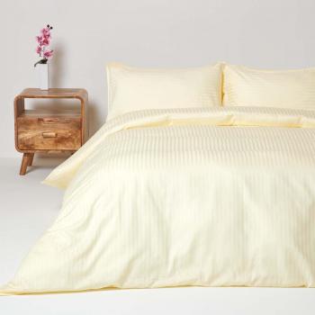 Coton égyptien 330 fils – housse de couette & taies jaune pastel 135x200