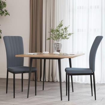 Chaises de cuisine en velours gris foncé