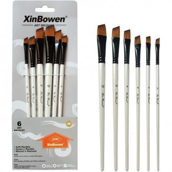Set de 6 pinceaux EZONE – plat, rond, angle, crochet ligne