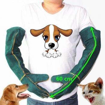 Green Leather Anti-Bite Gloves for Dogs and Cats