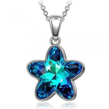 Collana Donna in Argento 925 con Fiori e Cristalli di Swarovski