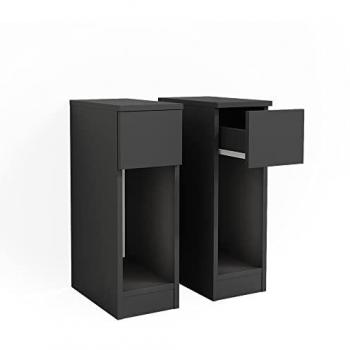 Set di 2 Comodini Enton, Nero, 20 x 59.5 cm Vicco