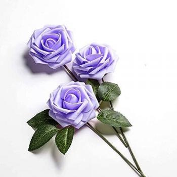 Eafing Decorative Flowers Real Look Rose 25 pcs Purple