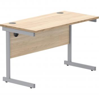 Single Upright Cantilever Desk 1200x600 Canadian Oak/Silver