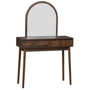 Coiffeuse moderne SWEEEK avec miroir arrondi et 2 tiroirs