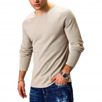Beiger XL Rundhals-Pullover JJEHILL von JACK & JONES