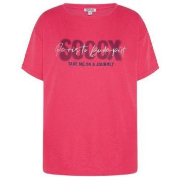 Rundhalsshirt SOCCX Gr. XXXL Damen Shirt Pinky Red mit Turn-Up Ärmeln
