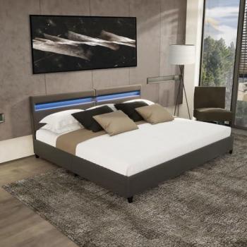 HOME DELUXE NUBE Bettgestell mit LED und Schubladen 200x200 cm