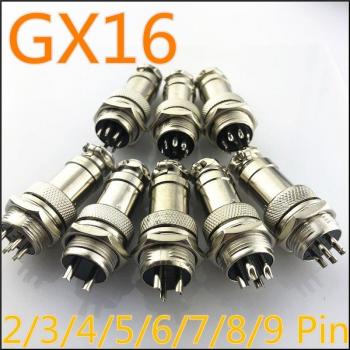 GX16 Male & Female Circular Socket Plug Connector Set, 2/3/4/5/6/7/8/9 Pins, 16mm