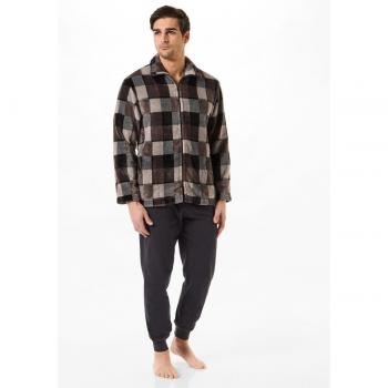 Bata Corta para Hombre con Cremallera y Diseño Vichy