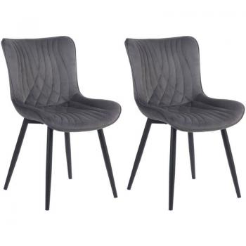 Sedie Salone da Pranzo PVC Grigio Scuro, Set 2, Design Decorativo