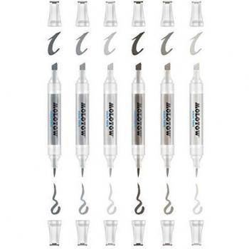 Molotow Aqua Twin Lot de 6 marqueurs à double pointe (Grey-Set 2)