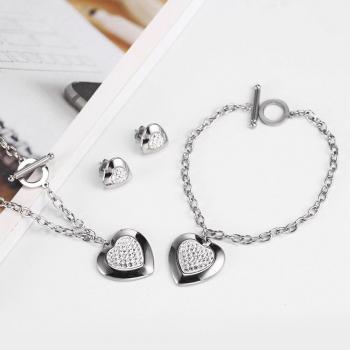 OUFEI Heart Necklace and Earrings Wedding Jewelry Set